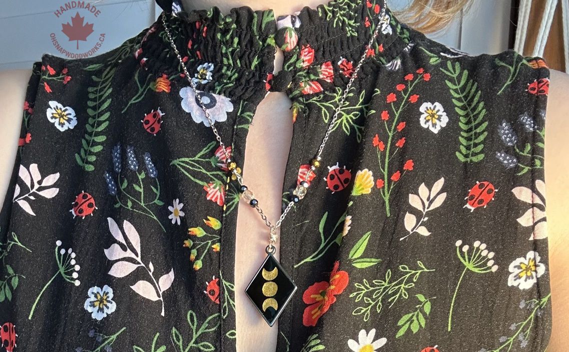 Triple Goddess Moon Pendant - Gold & Black