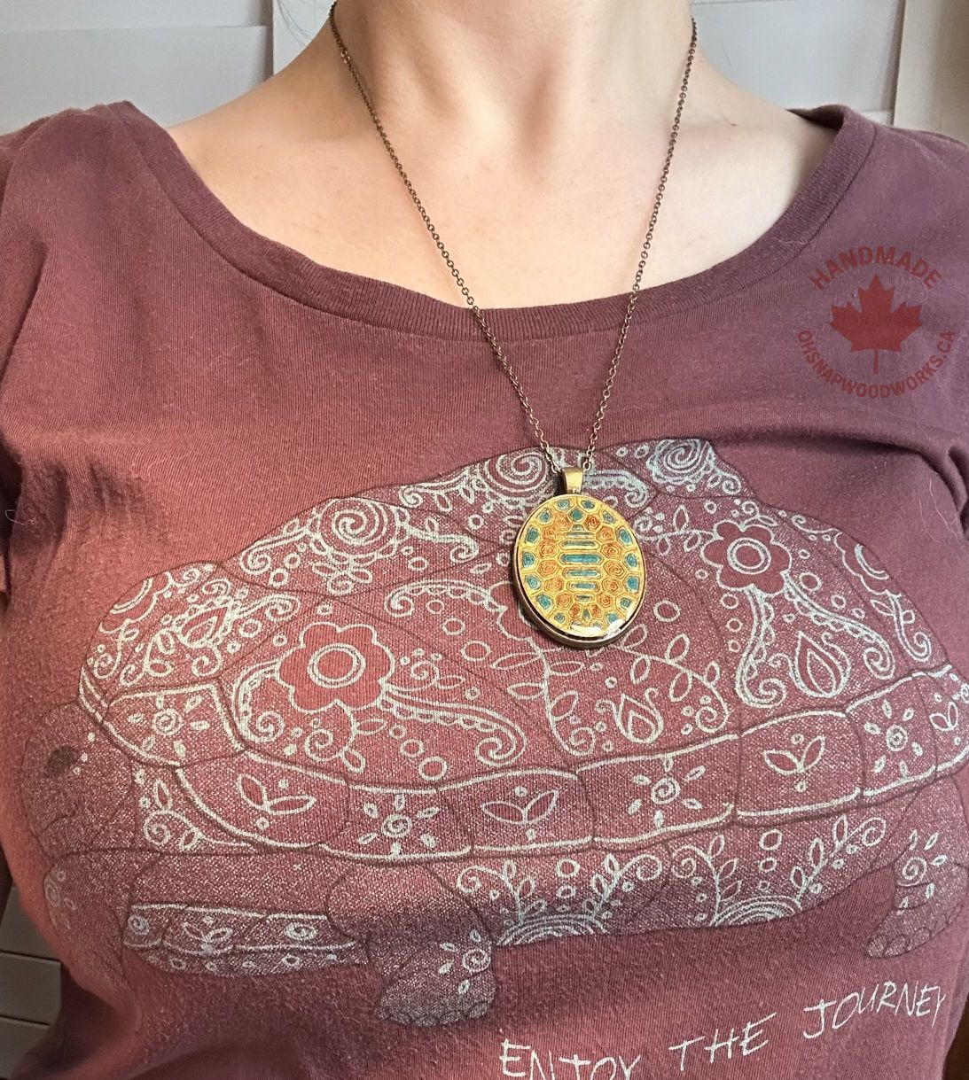 Turtle Shell Pendant - Gold & Blue