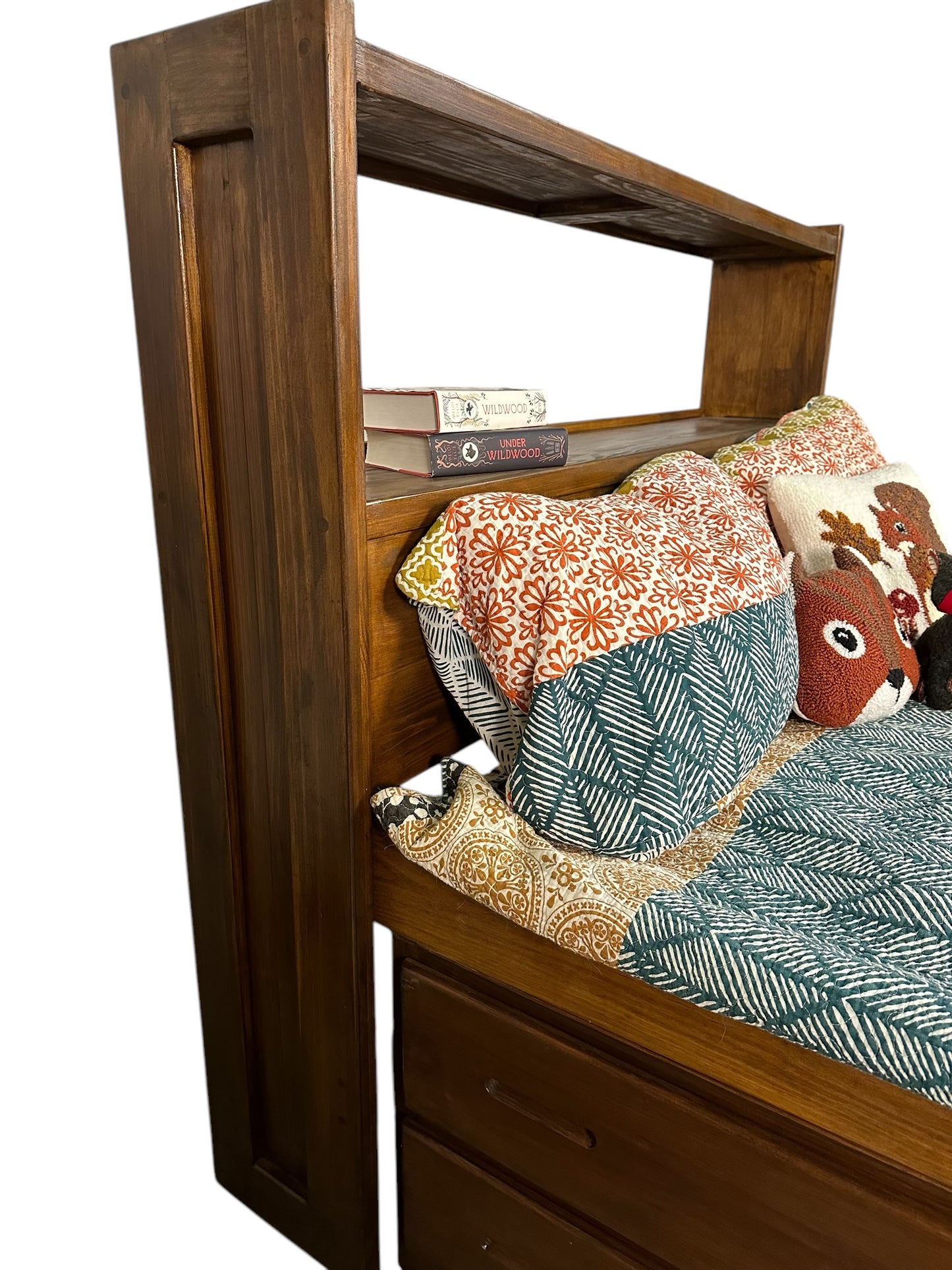 Restored Furnature - Crate Designs Captain's Bookcase Bed with Double Drawers