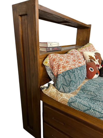 Restored Furnature - Crate Designs Captain's Bookcase Bed with Double Drawers