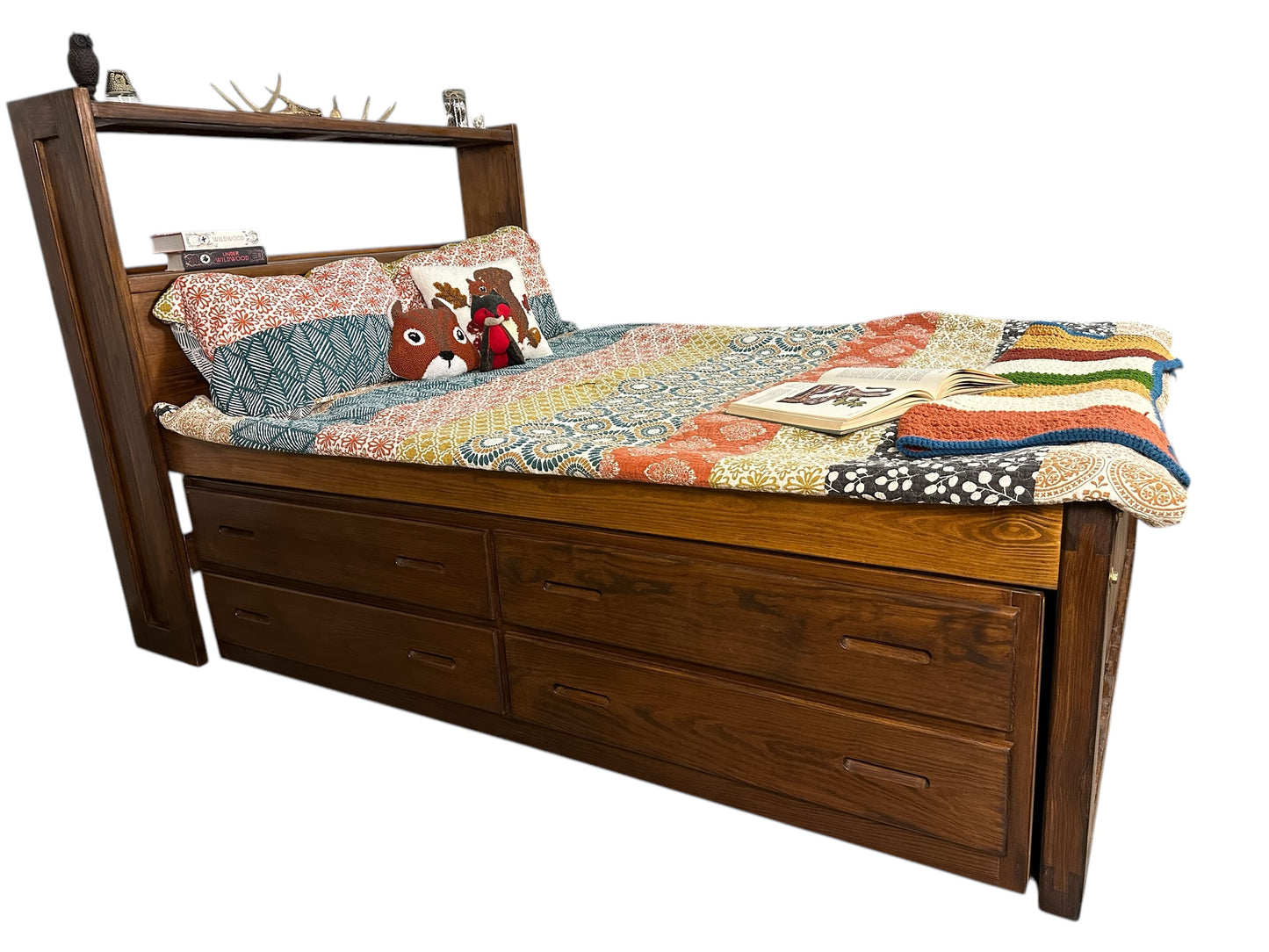 Restored Furnature - Crate Designs Captain's Bookcase Bed with Double Drawers