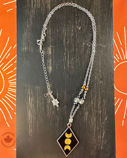 Triple Goddess Moon Pendant - Gold & Black
